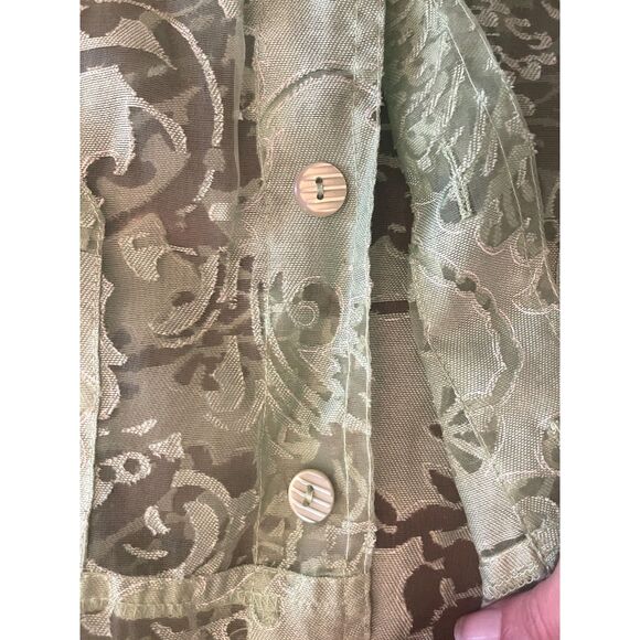 Bamboo Traders Womens Semi Sheer Batik Print Top Sz 2X Lime Green Fairy Retro - Picture 12 of 14